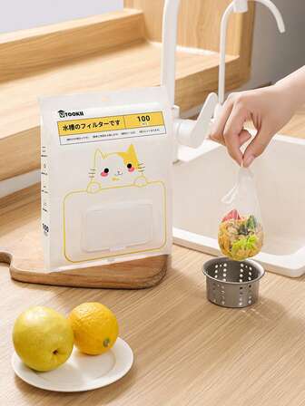 100pcs Disposable Kitchen Sink Filter Bags - Food Waste & Leftover Strainer, Easy To Clean Drain Net