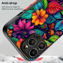 A Case With A Vibrant Tropical Floral Print, Compatible With IPhone 16, 15, 14 Pro Max, 13, 12, 11, XR, And XS Plus. Made Of TPU Silicone, It Offers Protection Against Bumps And Drops, As Well As A Great Feel. It's The Perfect Gift For Family, Friends, And Loved Ones. - Black - View 6