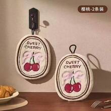 新品珊瑚绒手巾，悬挂式吸水加厚防臭手巾，可爱适用于厨房和浴室，速干 - 彩色 - 查看 8