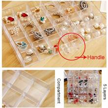 Earring Storage Box Organizer Acrylic Jewelry Storage Box Holder 5 Drawers Transparent Jewelry Display Stand With 120 Small Compartments Gift Boxes For Women Girls Clear - Clear - View 4
