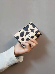 1pc Cute Cow Print Compact Wallet PU Leather Folding Coin Purse College Style Card Holder For Women Wallet Purse Wallet Small Wallet Cute Wallet Mini Wallet Purses For Woman Wallet For Ladies Travel Essential Badge Holder Id Card Holder Id Holder - Multicolor - View 8