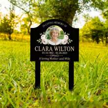 1pc Customizable Memorial Stake - Metal With Colored Photo, Name And Date, For Cemetery Memorial, Personalized Gravestone, Vintage-Style Outdoor Garden Tribute, With Frame And Message, Memorial Day Decoration, Weatherproof, Sympathy Gift - Black - View 11