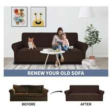 Super Stretch Chair Slipcovers With Arms 1-Piece Jacquard Small Checks Living Room Armchair Covers Soft Anti Slip Sofa Couch Furniture Protector ForPets Chair, Coffee - 多色1321 - 查看 4