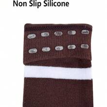 Women Thigh High Socks Cotton Warm Over The Knee High Leg Warmers Long Boot Socks With Stripes,28433040 - 咖啡棕 - 查看 5