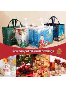 1/4/8pcs-Extra Large Christmas Gift Bags, Durable & Reusable Holiday Gift Packaging Solution - Opened Size Approx. Christmas Gift Bags, Christmas Gift Tags, New Year Gift Bags, Gift Wrapping, Gift Box Bags,Christmas Tote Bags With Handles, Christmas Treat Bags, Multifunctional Non-Woven Christmas Bags For Gifts Wrapping Shopping - Treat Bags With Handles, Xmas Party Supplies - Multicolor - View 8