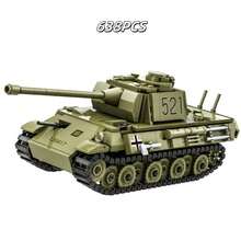 大型武装坦克积木玩具套装（彩盒包装），成人收藏级重型坦克模型套件 - T-34-85 中型坦克、迪克·马克斯坦克、豹式坦克、新式坦克，1592 块巨型积木舰船玩具拼装套装 - 军事迷、特警爱好者的仿真拼装玩具，家居办公桌面生日礼物圣诞装饰交通工具积木 - 彩色 - 查看 15