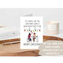 创意职场圣诞贺卡“让工作更甜蜜”，办公室场景+节日彩灯串，向同事发送圣诞祝福，情感表达卡，创意卡，趣味卡，温馨卡，附赠信封的感谢卡，圣诞贺卡，空白卡