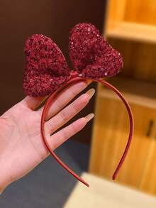 1pc Red Oversized Bow Headband, Cute Hair Accessory For Girls - Red - View 5
