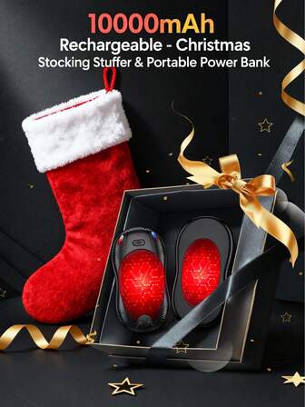 Handvärmare laddningsbara 2-pack 10000mAh, AI Smart Chip dubbelsidig uppvärmning, 3 sekunders snabb uppvärmning, 4 temperaturnivåer, magnetisk bärbar fickhandvärmare powerbank, julklappar för Raynauds, jakt, camping, golf