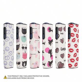 1 pieza Estuche protector IQOS ILUMA I ON E / ILMA I, hecho de cuero PU y PC de alta calidad, duradero y efectivo para prevenir rasguños y daños por impacto, diseño ergonómico con ajuste perfecto de 360 grados, agarre cómodo, diseños lindos como cara sonriente, corazón, labios, gato, accesorio ideal para fumadores, adecuado como regalo para hombres y mujeres