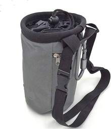 Bolsa de Tiza para Escalada con Mosquetón, Bolsa Magnesia para Boulder, Crossfit y Gimnasio, Bolsillo con Cierre y Clip Resistente, Equipo de Escalada y Entrenamiento - Gris - Ver 13