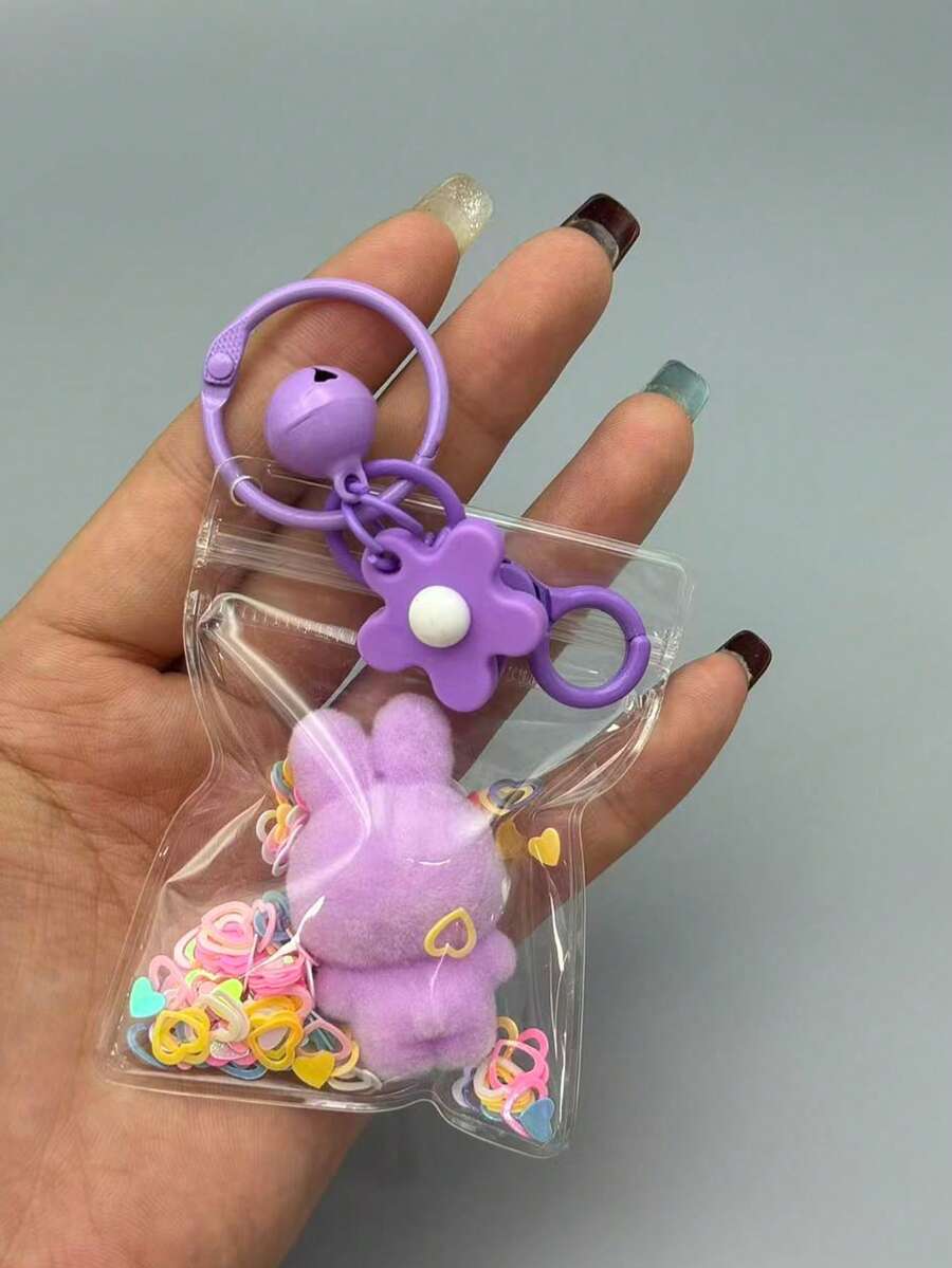 1个白色兔子系列玩具，派对嘉年华礼物，青少年桌面挂件，圣诞挂件，可爱粉色包包挂件，精美钥匙扣，适合儿童、学生和教师批发奖品 - 彩色 - 查看 1