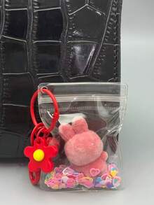 1个白色兔子系列玩具，派对嘉年华礼物，青少年桌面挂件，圣诞挂件，可爱粉色包包挂件，精美钥匙扣，适合儿童、学生和教师批发奖品 - 彩色 - 查看 7