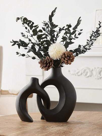 Bohemian Geometric Ring Art Vase In Multiple s, Couples Set Vase, Matte Moderne Perfect Living Rooms Or Creative Spaces Interior ers Aesthetics Enthusiasts, Personalized Display Of Dried Flowers Artistic Bouquets, Distinctive Home Ho warming Ornament