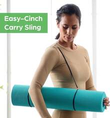 Esterilla de yoga premium  Essentials con correa de transporte para esterilla de yoga (72"L x 24"W x 1/4 pulgada de grosor) - Negro - - Ver 4
