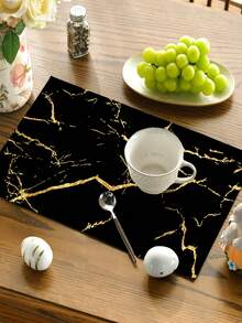 1 pieza Camino de mesa negro y dorado, diseño de textura de mármol con veta dorada, minimalista pero con estilo para decorar la mesa del comedor, añade un ambiente natural para la entrada, decoración del hogar, reunión familiar, mesa de café, sala de estar - Negro - Ver 11