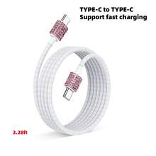 1pc Sparkling Rhinestone Car Charger, Fast Charging USB A/C Type Car Phone Charger, Diamond Adapter, Compatible With 3-In-1 Fast Charging For Car, Retractable Data Cable, Supports Phones, Dashcams, GPS And More, Handmade, Ideal Gift For Men And Women On Holidays/Birthdays - Multicolor - View 24