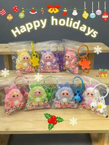 1 pieza Nueva figura coleccionable de conejo con felpa, adecuada para adolescentes, muñeca de escritorio de oficina, incluye llavero exquisito y bolsa transparente, diseño adorable con felpa, excelente para fiestas, regalos de carnaval, reuniones familiares - Multicolor - Ver 8