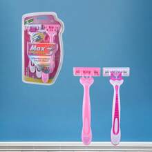 Maquinillas de Afeitar para Mujer, 4 Piezas, Mango de Celulosa, Hoja de Acero Inoxidable Importada de 3 Capas - Celeste - Ver 3