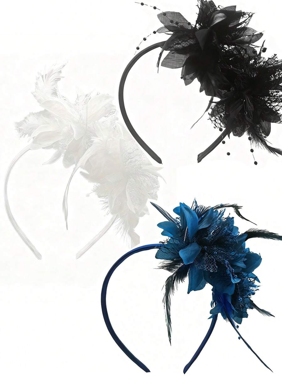 1 Stück Vintage Damen 1920er Jahre Spitze Mesh Amazing Gatsby Haarband - Retro 80er Jahre inspiriertes Damen Party Accessoire, erhältlich in Rosa, Blau, Gelb, Grün, Orange, Lila, Schwarz, Weiß, geeignet für Braut-Verlobung, Hochzeit, Halloween, Lehrer Geschenke, Weihnachten, Silvester, Lässig Outfit - 1 Stück/3 Stücke