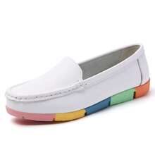 Zapatos planos para mujer, mocasines con suela arcoíris, para uso casual, fiestas y diario, antideslizantes y duraderos, aptos para caminar y ir al trabajo - Blanco - Ver 8