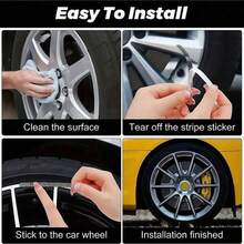 5pcs Shiny Rhinestone Crystal Car Tire Wheel Hub Stickers, Car Safety Warning Stripes, Wheel Rim Decorative Stickers, Women Car Accessories - one-size - View 5