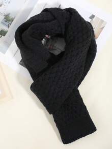 男士休闲百搭黑色围巾，1条装，适合冬季、日常通勤、商务出行 - A - 查看 6