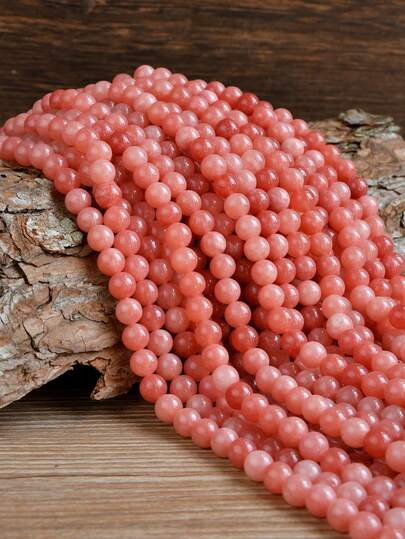 Hạt đá mặt trời hồng tự nhiên 4mm/6mm/8mm/10mm thích hợp làm đồ trang sức - Vòng tay, vòng cổ, hoa tai, phụ kiện tự làm - Chiều dài 38cm (15 inch) 35-100 hạt