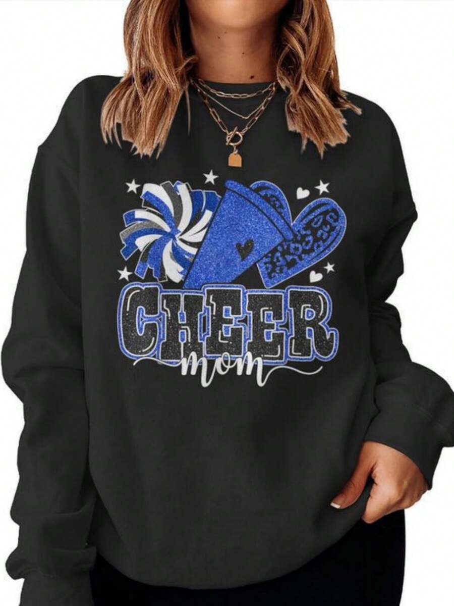 Cheer Mom Blue Cheerleader Game Day Cheer Mama Football Women Sweatshirt (2) - màu đen - Xem 1