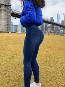 Women's Classic Slim Fit Jeans - Classic Washed Effect, Mid-Rise Comfortable, Everyday Slim Fit - Dark Wash - View 2