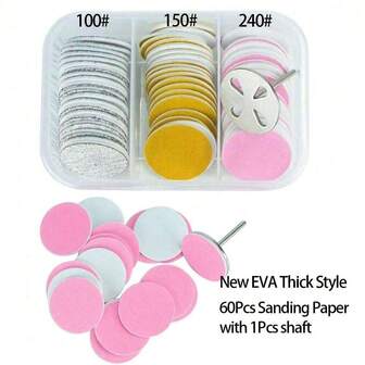 61Pcs Replaceable Sanding Paper With Metal Disk Shaft Set For Foot Dead Skin Remover Feet Care Salon Manicure Pedicure Tools Kits