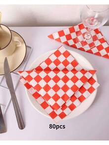 黑白格子赛车主题派对家居日常装饰一次性餐巾 - 黑與白 - 查看 19