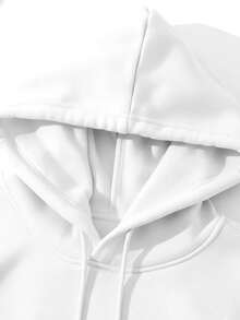 Otoño invierno nuevo cálido y cómodo capucha hombre sudadera patrón estampado hollow casual hombre manga larga sudadera con capucha - Blanco - Ver 4