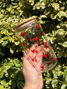 Heart-Shaped Glass Straw Cup, Large Capacity Straw Water Bottle, Suitable For Juice, Coffee, Matcha, Milk And Other Straw Drinkware - Multicolor - View 8