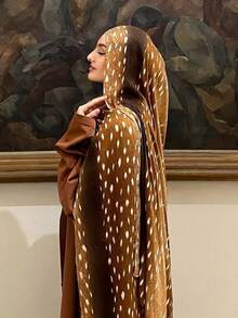 1 chiếc khăn voan chiffon in hình hươu phong cách bohemian dành cho nữ, kiểu dáng thường ngày, thích hợp cho mùa thu. - 01-Sika Deer - Xem 4