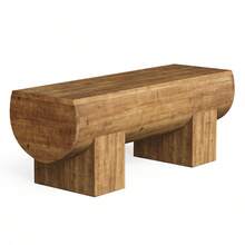 LITTLE TREE Solid Wood Entryway Bench, 47" End Of Bed Bench, Farmhouse Indoor Entry Bench Seat For Bedroom, Living Room, Hallway, Brown