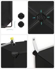 SONGMICS Modular Wardrobe, 16-Cube Wardrobe, Modular Shoe Rack, Stackable Cubes, PP Plastic Shelf, Closet Divider, For Bedroom, Office, Black MLPC44BK