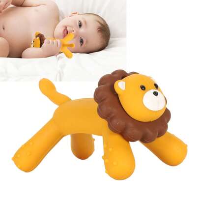 Mordedores para bebés con forma de león, lavables, de silicona suave. Juguetes masticables para bebés recién nacidos, para el entrenamiento de la motricidad oral