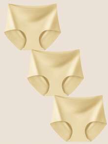 Bộ 3 quần lót nữ cạp cao không đường may, hai lớp phối ghép, dây chéo, che phủ toàn diện, mềm mại và thoải mái. - Màu be - Xem 14