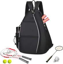 CHENGBAO Bolsa de tenis,mochila padel resistente al agua raquetero,cruzada mochila tennis bag para hombres y mujeres,Impermeable Movimiento Mochila,Hebillas Ajustables Para Hombros Mochilas - Negro - Ver 2