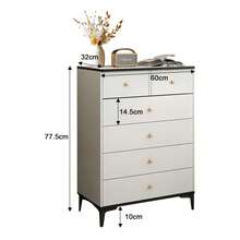 Comoda Cajonera Moderno Y Minimalista De Madera Con 6 Cajone - Blanco - Ver 4