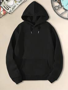 Sudadera con capucha de cinco dedos y estampado grande en la espalda, moda otoño-invierno para hombres, sudadera deportiva versátil y casual para Halloween, tops de manga larga, estilos regulares de primavera/otoño - Negro - Ver 2