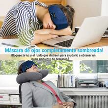 Antifaz para Dormir con Auriculares Inalámbricos Bluetooth 5.0 Máscara Ojos con Música Diadema Ajustable Altavoces Incorporados Micrófono para Viajes Aéreos y para Dormir Azul - Azul - Ver 5