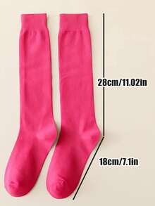 5 Pairs Women's Soft & Fashionable Magenta Knee-High Socks - Hot Pink - View 6
