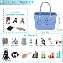 Winter Christmas New EVA Rubber Tote Bag, Waterproof Washable Tip Proof Durable Open Tote Bag, Super Large Capacity Suitable, Grocery Shopping, Travel, Parties, Outdoor Activities (Accessories Not Included) Suitable For Christmas, Halloween Gifts - White - View 3