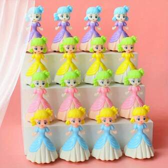 12 Cartoon Princess Car Toys - Colorful Mini Plastic Dolls With Detailed Hair And Dresses, Suitable For Birthday Parties, Pizza Fillings, Classroom Rewards And Holiday Gifts, Party Gifts, Fun Design, Detailed Hair Design, Princess Party Gifts