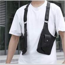 Anti-Theft Shoulder Bag, Hidden Shoulder Holster, Double Storage Pocket, Cell Phone Pocket, Leather Shoulder Armor, Hidden Adjustable Shoulder Strap, Anti-Pickpocket Accessory With Double Pocket For Men And Women (Holds A Cell Phone) - 黑色 - 查看 6