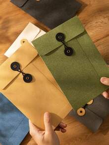 Creative Retro Strap Archival Bag Envelope, Simple And Thick Premium Leather Paper Envelope, Invoice Storage Bag, Daily Office Supplies - Multicolor - View 8