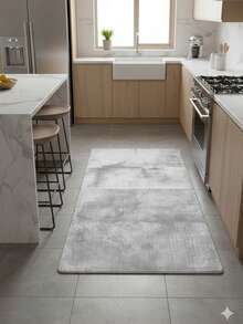 Luxurious Modern Gray Kitchen Runner Rug (Marble Effect) – 60*100, 100*200, 80*200, 80*300 Cm Ft Washable & Non-Slip Area Carpet For Kitchen Or Hallway – Soft Anti-Dirt Mat - Grey - View 2