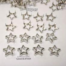 50pcs Hollow Star Shaped Studs | Punk Style Studs, Suitable For Leather, Bags, Shoes And DIY Craft Decoration